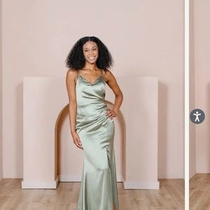 Revelry Rory satin dress in Silver Sage 711